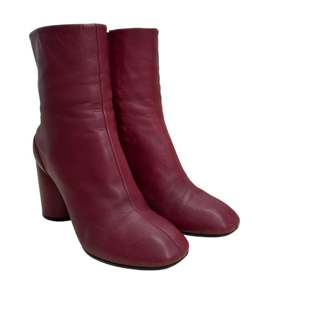 Preowned Maison Martin Margiela burgundy red soft leather ankle boots Size 36.5
